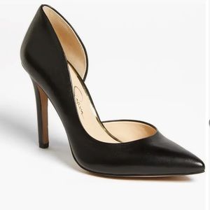 EUC Jessica Simpson 'Claudette' Half d'Orsay Pump  Leather